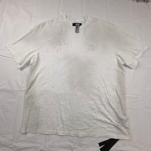 Amiri Shotgun Embroidered Tee White Distressed Logo T-Shirt AMJYTE1059 Mens XXL